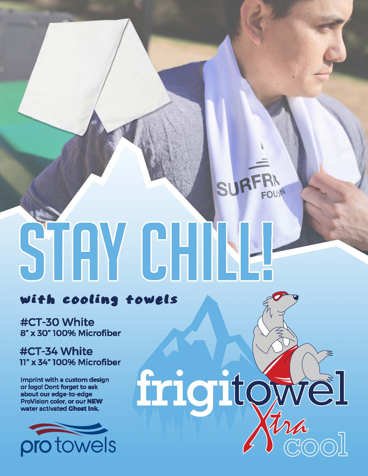 Logo Branded Cooling Towels  Large Xtra Cool Frigitowel for Giveaways