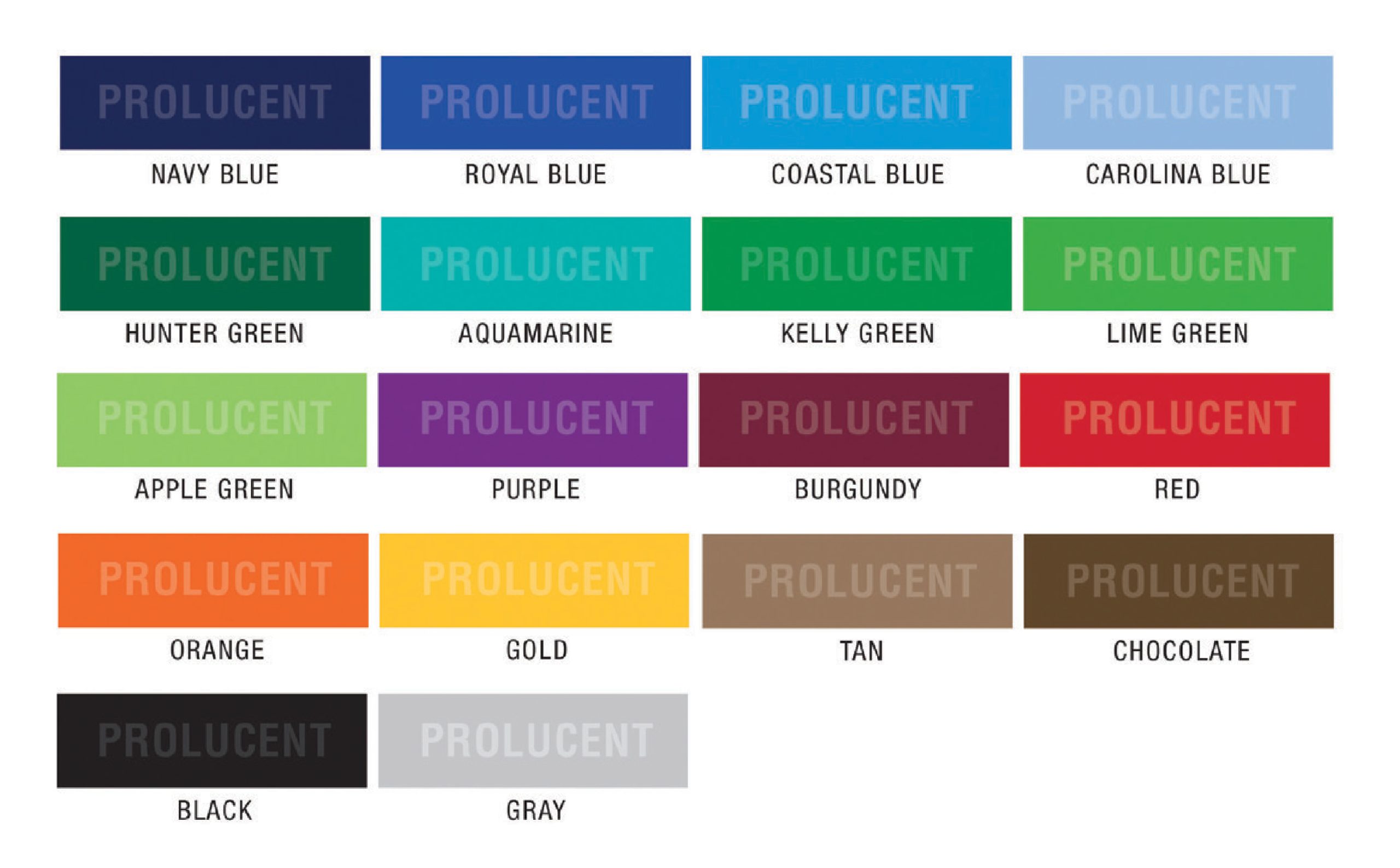 PROLUCENT COLOR CHART